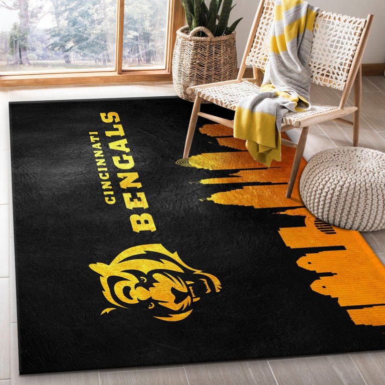 Cincinnati Bengals NFL Team Logos Area Rug, Living room and bedroom Rug