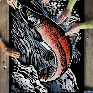 Alaska Kenai River Scratchboard Sockeye Salmon Jigsaw Puzzle Set