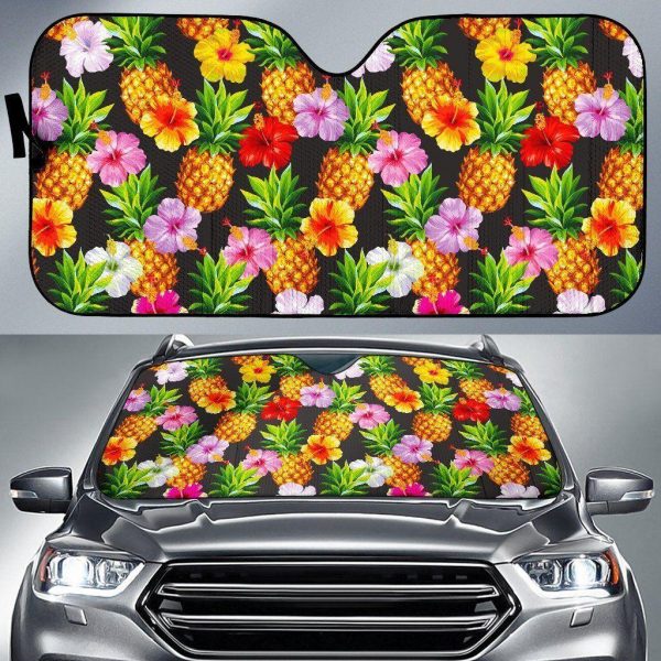 Aloha Hibiscus Pineapple Car Auto Sun Shade