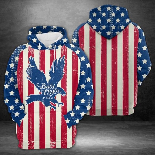 Amazing Bald Eagle Usa 3D Printed Hoodie/Zipper Hoodie