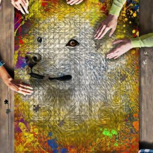 American Eskimo Dog Dog Colorful Jigsaw Puzzle Set