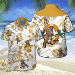 American Pit Bull Terrier Beer Hawaiian Shirt Summer Button Up