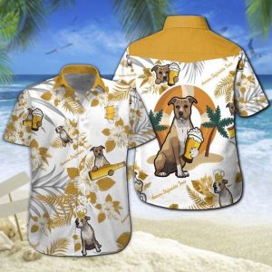 American Staffordshire Terrier Beer Hawaiian Shirt Summer Button Up