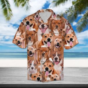 American Staffordshire Terrier Hawaiian Shirt Summer Button Up