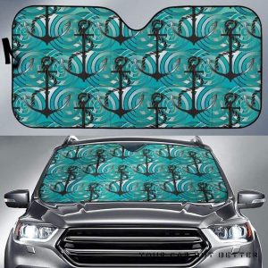 Anchor Nautical Green Car Auto Sun Shade