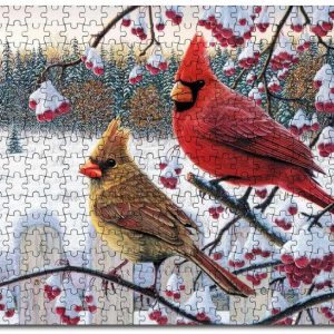 Animal Birds, Cardinal In Winter Jigsaw Puzzle Set