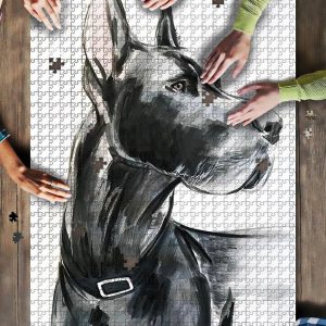 Animal Dogs, Black Great Dane, Painting Jigsaw Puzzle Set