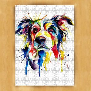 Animal Dogs, Border Collie, Painting Jigsaw Puzzle Set