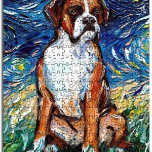 Animal Dogs, Boxer The Starry Night Jigsaw Puzzle Set