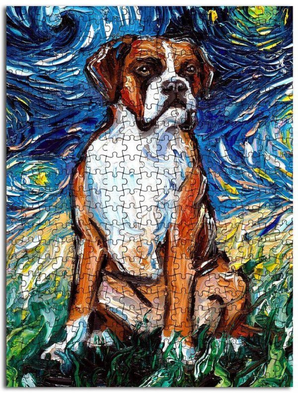 Animal Dogs, Boxer The Starry Night Jigsaw Puzzle Set