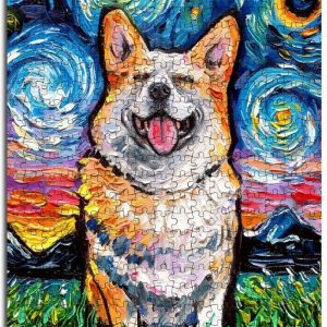 Animal Dogs, Corgi The Starry Night Jigsaw Puzzle Set