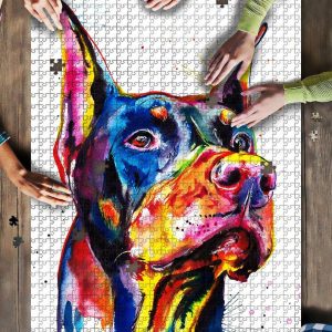 Animal Dogs, Dobermann, Painting Jigsaw Puzzle Set