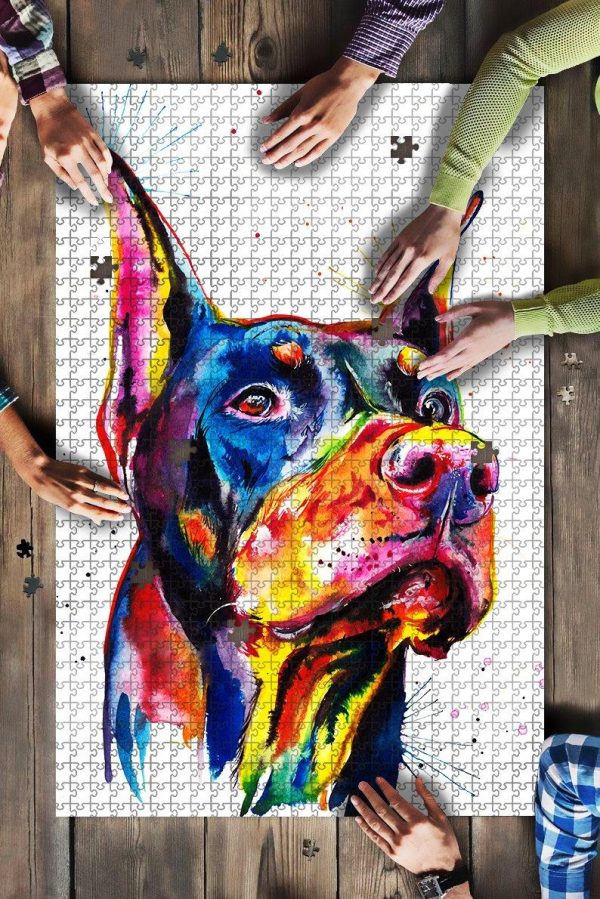 Animal Dogs, Dobermann, Painting Jigsaw Puzzle Set