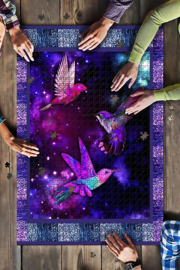 Animal Hummingbirds, Galaxy Background Jigsaw Puzzle Set