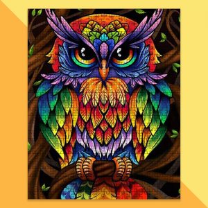 Animal Owl, Colorful Painting Jigsaw Puzzle Set