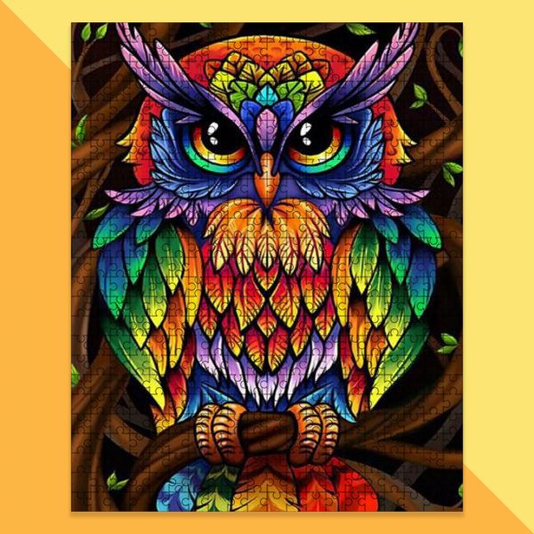 Animal Owl, Colorful Painting Jigsaw Puzzle Set