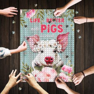 Animal Pig Life Is Better Jigsaw Puzzle Set