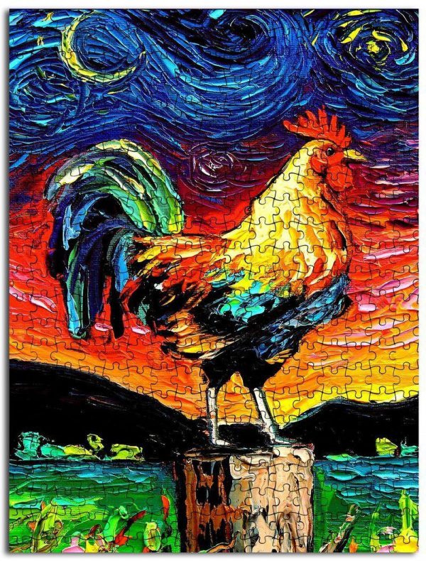 Animal Rooster The Starry Night Jigsaw Puzzle Set