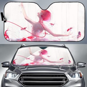 Anime Girl Ballet Dancer Fishes Pink Koi Fishes Car Auto Sun Shade