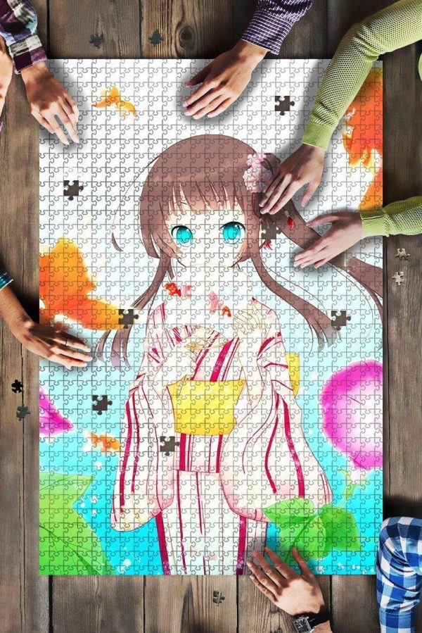 Anime Girl Blue Eyes Jigsaw Puzzle Set