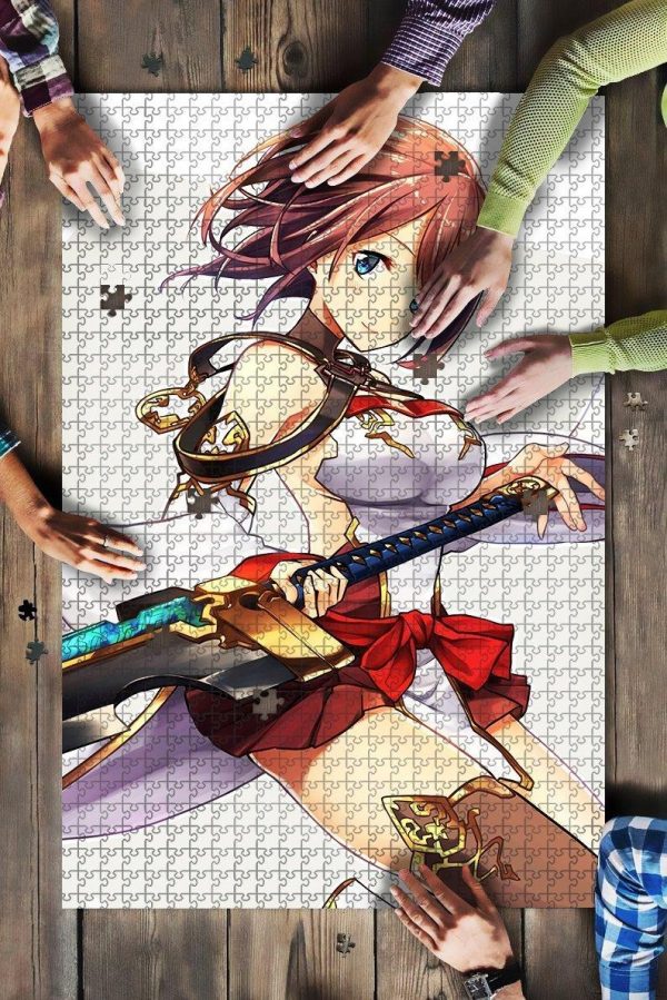 Anime Girl Katana Jigsaw Puzzle Set