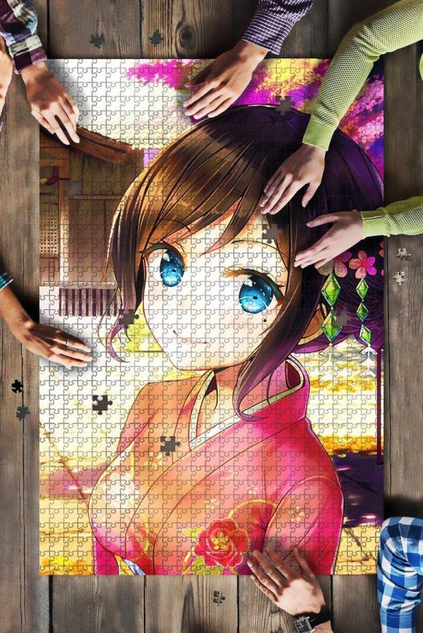 Anime Girl Kimono Girl Jigsaw Puzzle Set