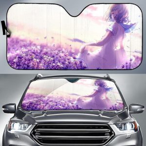 Anime Girl Lavender Flowers Purple Spring Car Auto Sun Shade