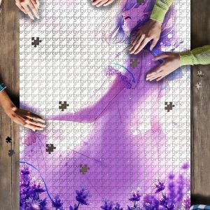 Anime Girl Lavender Flowers Purple Spring Jigsaw Puzzle Set