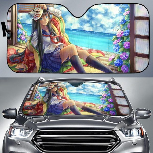 Anime Girl School Girl Anime Car Auto Sun Shade