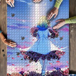 Anime Girl Spring Flowers Girly Jigsaw Puzzle Set