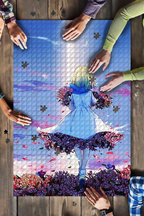 Anime Girl Spring Flowers Girly Jigsaw Puzzle Set