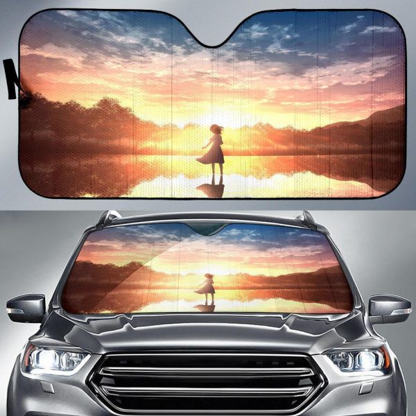 Anime Girl Sunset Anime Car Auto Sun Shade