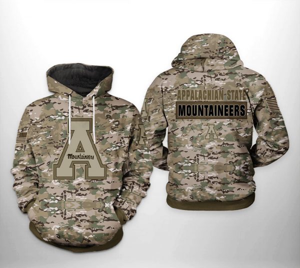 Appalachian State Mountaineers NCAA Camo Veteran 3D Printed Hoodie/Zipper Hoodie