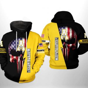 Appalachian State Mountaineers NCAA US Flag Skull 3D Printed Hoodie/Zipper Hoodie