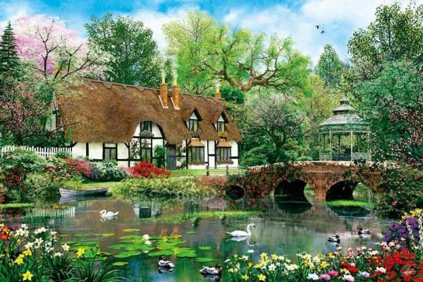 April Cottage Jigsaw Puzzle Set