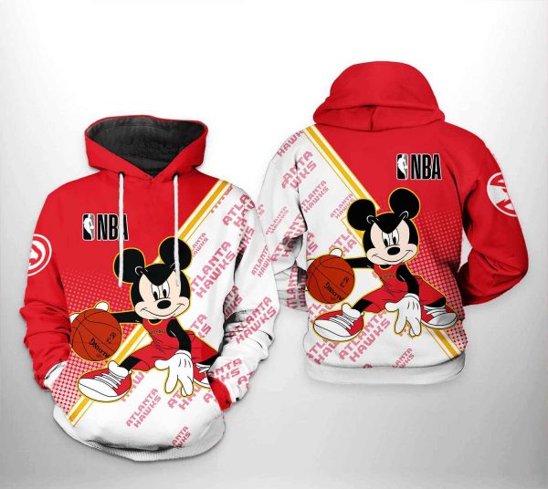 Atlanta Hawks NBA Mickey 3D Printed Hoodie/Zipper Hoodie