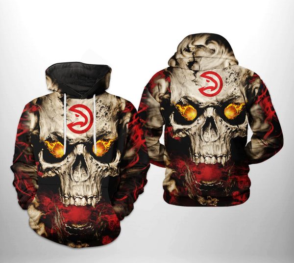 Atlanta Hawks NBA Skull 3D Printed Hoodie/Zipper Hoodie