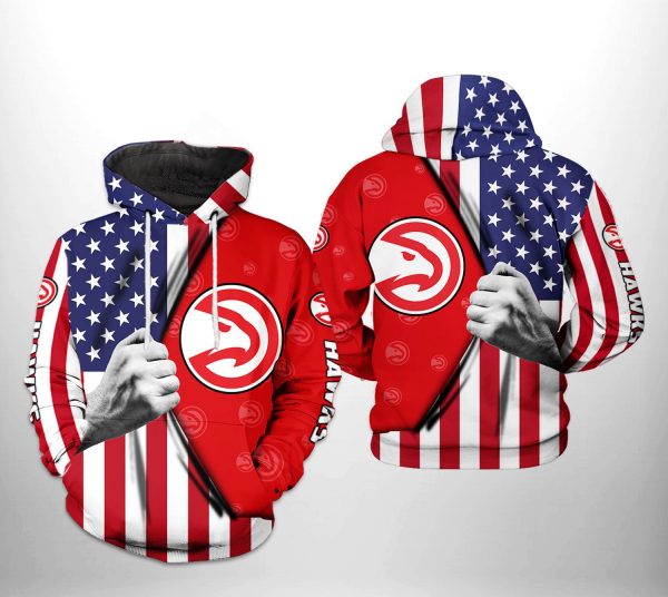 Atlanta Hawks NBA US Flag Team 3D Printed Hoodie/Zipper Hoodie