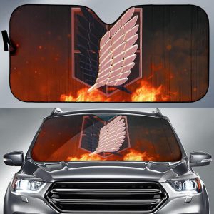 Attack on Titans on Fire Car Auto Sun Shade