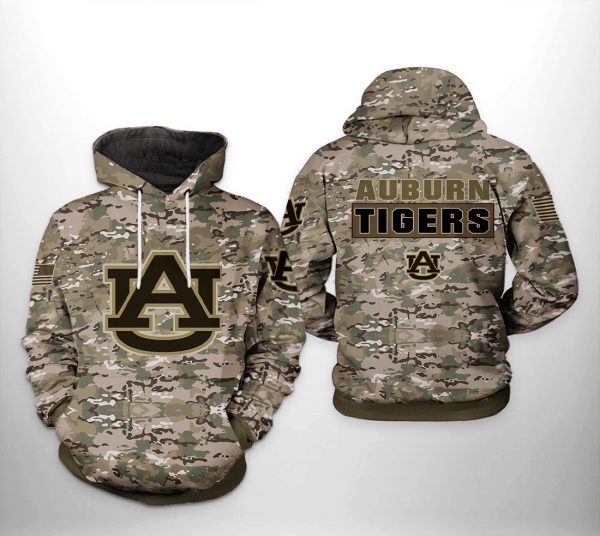 Auburn Tigers NCAA Camo Veteran 3D Printed Hoodie/Zipper Hoodie