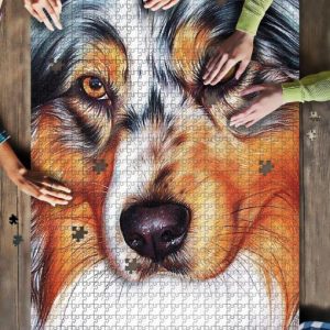 Australian Shepherd Aussie Dog Art Jigsaw Puzzle Set