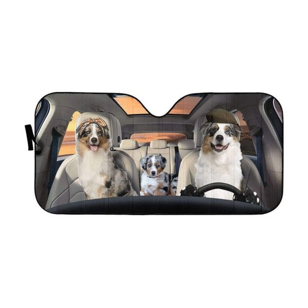 Australian Shepherd Family Dogs Car Auto Sun Shade