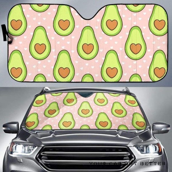 Avocado Heart Pink Car Auto Sun Shade