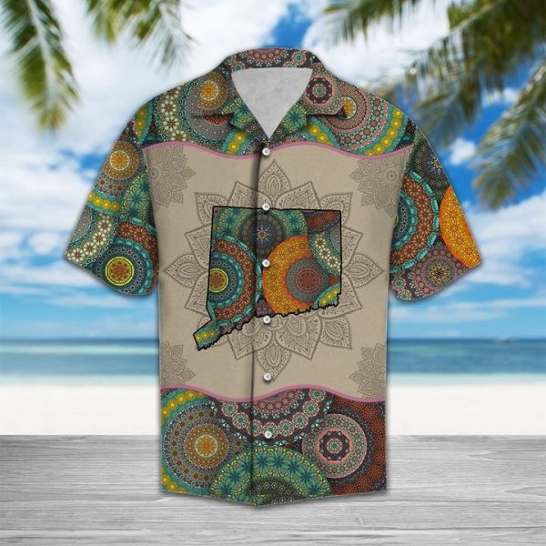 Awesome Connecticut Mandala Hawaiian Shirt Summer Button Up