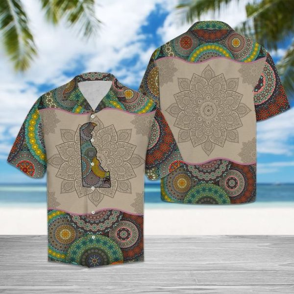 Awesome Delaware Mandala Hawaiian Shirt Summer Button Up