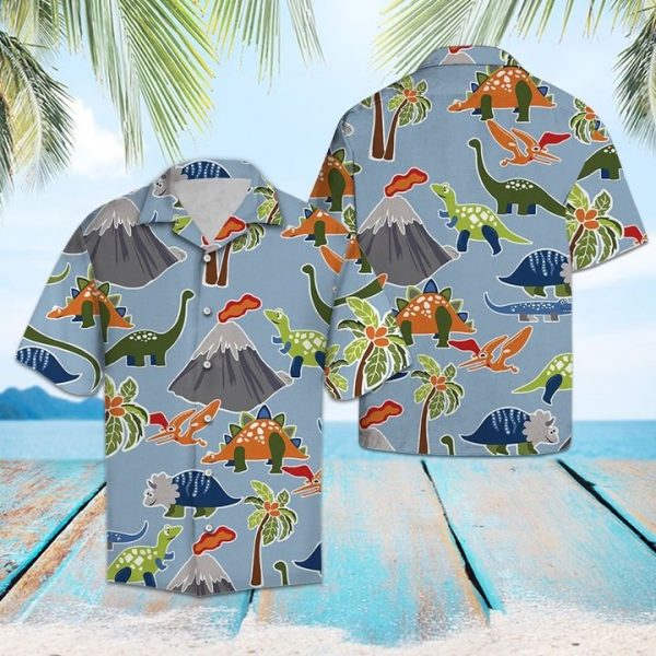 Awesome Dinosaur Hawaiian Shirt Summer Button Up