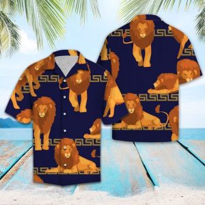 Awesome Lion Hawaiian Shirt Summer Button Up