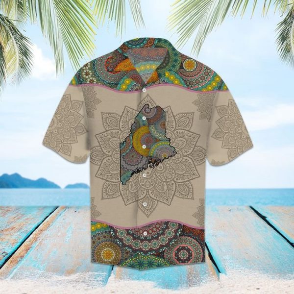 Awesome Maine Mandala Hawaiian Shirt Summer Button Up