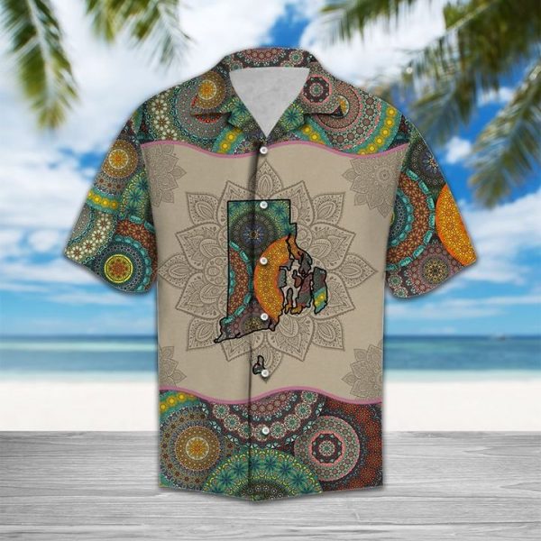 Awesome Rhode Island Mandala Hawaiian Shirt Summer Button Up