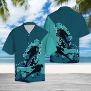 Awesome Scuba Diving Hawaiian Shirt Summer Button Up